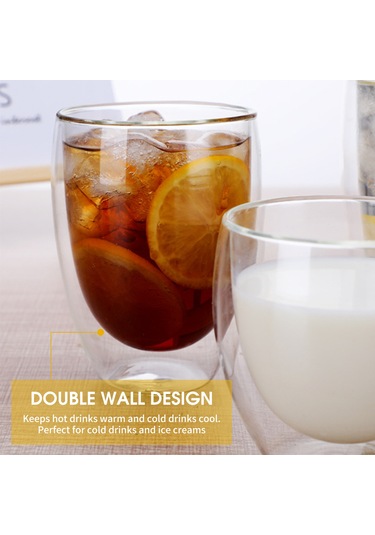 Konesam 80ml Cam Borosilikat Isıya Dayanıklı Çift Duvarlı Sıcak/soğuk İçecek Bardak - Ev Ofis Restoran Kullanıma Uygun Diğer