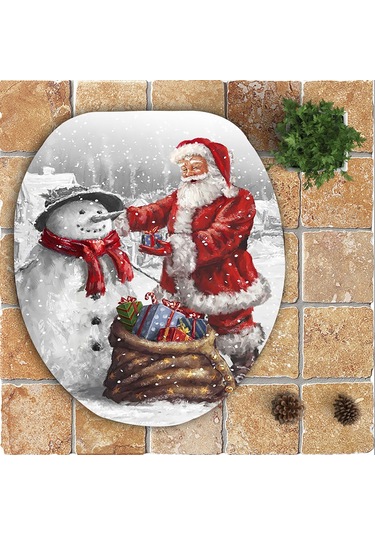 3 Adet Kaymaz Banyo Paspası, Noel Baba Ve Kardan Adam Desenli Klozet Kapağı Örtüsü Ve Halı, Noel Ve Yeni Yıl Ev Dekorasyonu