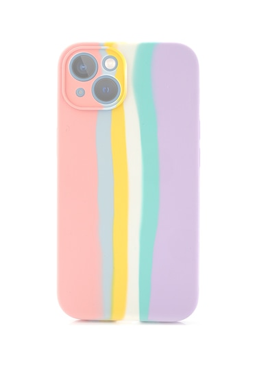 İphone 12 Uyumlu Kılıf Gökkuşağı Rainbow Lansman Silikon-leke Tutmayan Yüzey-tam Koruma Sağlar Pembe
