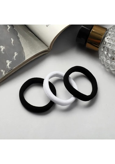 Queen Fair Saç Lastiği Seti 3 Adet Siyah + Beyaz 322274979 Siyah