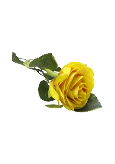 T.concept Dekoratif Dayanıklı Zarif Tek Dal Gül Canlı Sarı Renk