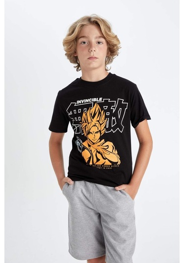 DeFacto Erkek Çocuk Bisiklet Yaka Baskılı Kısa Kollu Tişört A0449A824HSBK81