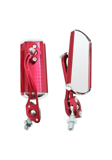 Yaleker Bisiklet İçin Alüminyum Geribakış Aynası - 22.2mm'den Düşük Saplar İçin - Ayarları Kolay - Dayanıklı - Geniş Görünüm - Kırmızı Çift Kırmızı