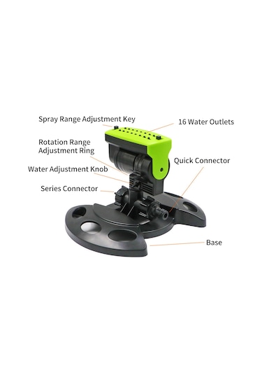 Hallow 180 Derece Döner Ayarlanabilir Bahçe Fıskiyesi Yeşil