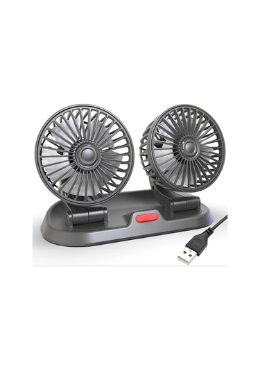Ally F410 Usb Çift Başlıklı Araç Fanı Oto Vantilatör Fan 10w 2 Kademe Hız Ayarı