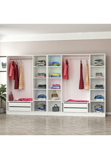 Minar Kale 7 Mebran Panjur Kapaklı 4 Çekmeceli Dolap Beyaz/beyaz 190cm