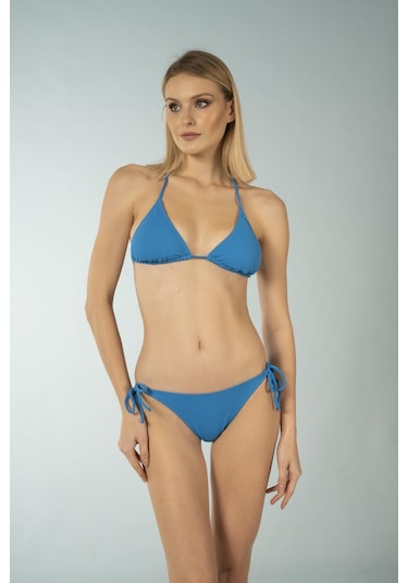 Estiva Üçgen İpli Bikini Takımı - Mavi Çok Renkli