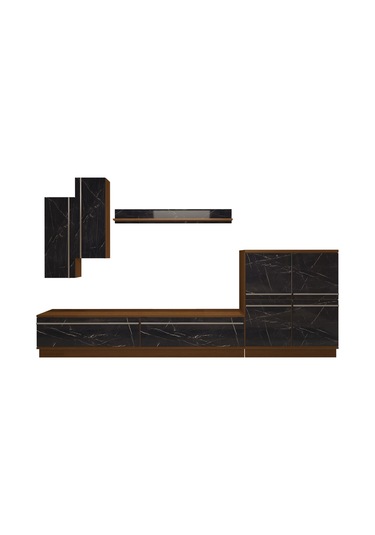 Decoraktiv Eko 6b Mdf Std Tv Ünitesi Tv Sehpası Ceviz - Siyah Mermer