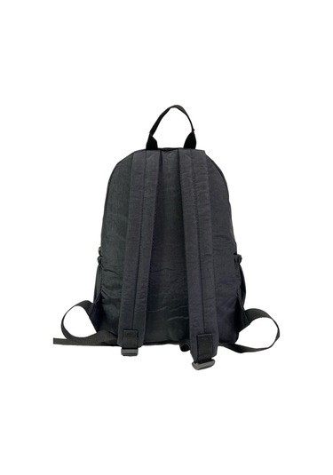 Su Geçirmez Kaliteli Astarlı Krinkıl Kumaş Unisex Iki Gözlü Okul Spor Seyahat Sırt Çantası 30x38cm Siyah