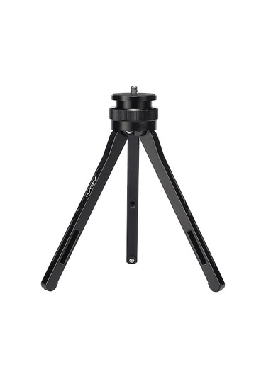 Adaı Taşınabilir Alüminyum Üç Ayaklı Mini Sehpa, 1/4 İnç Evrensel Bağlantı, Siyah