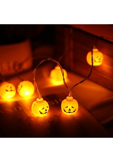 Suofeng Halloween Kabak Şekilli Işık Zinciri 3 Metre 20 Led Isı Beyaz Dekoratif Işık Teli Pil Dahil Değil