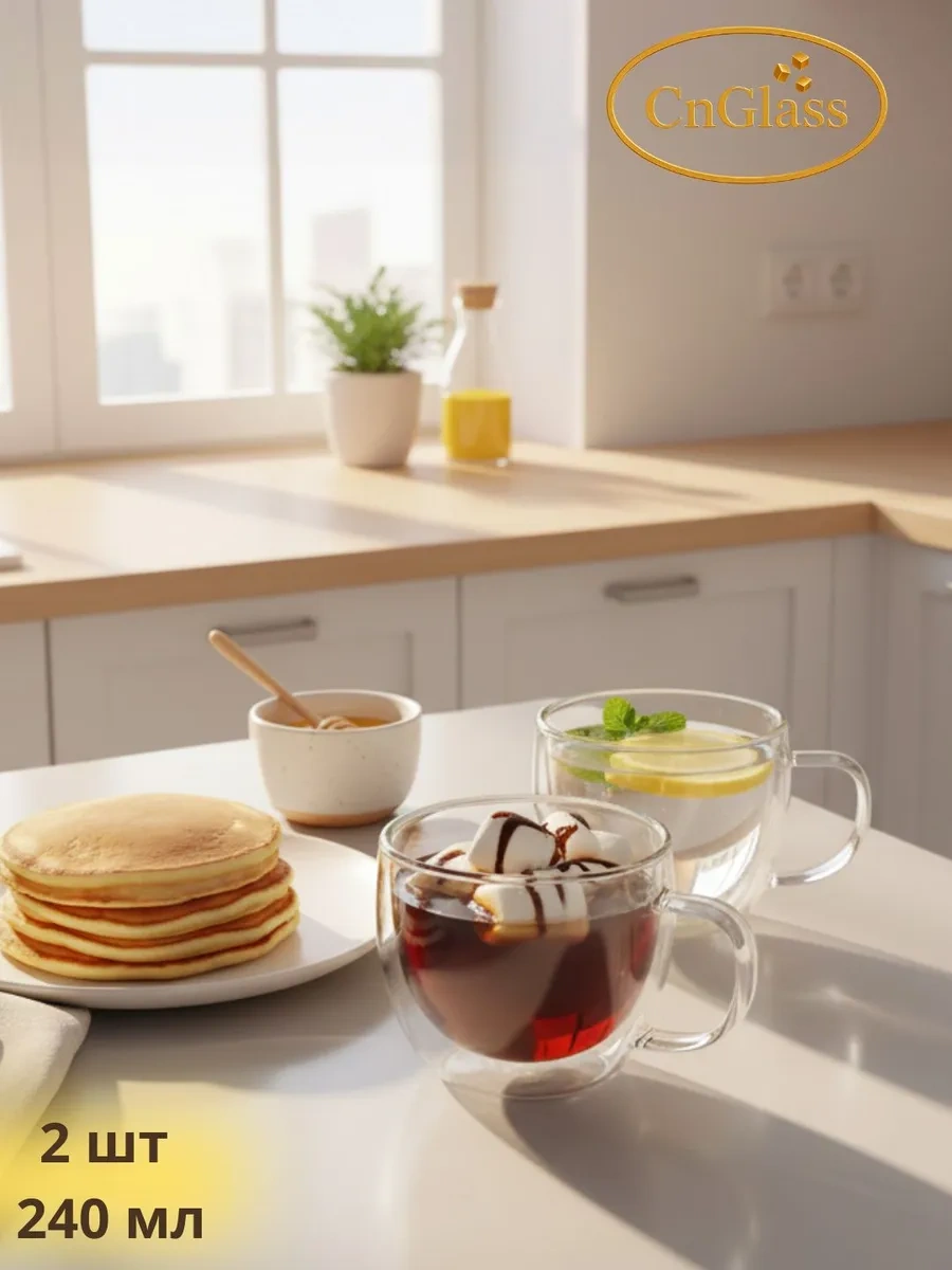 Cnglass Cappuccino Ve Çay İçin 2 Parça 240 Ml Fincan Seti 25948703 Beyaz