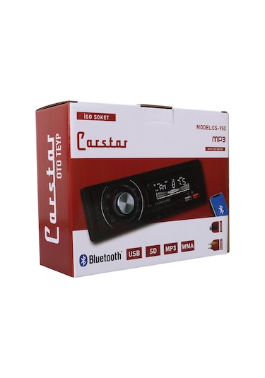 Ayt Carstar Cs-950 Çift Usb Sd Hafıza Kartı Fm Radyo Aux Bluetooth Araç Teyibi Kumandalı Oto Teyp 4x60 Watt Dijital