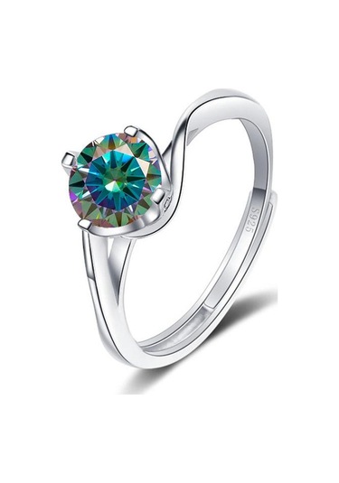 Sarı Bague Ringen 1ct Vvs Mozanit Takı Alyans 925 Ayar Gümüş Kaplama Beyaz Altın Dört Pençe Büküm Tasarım Açık Yüzükler