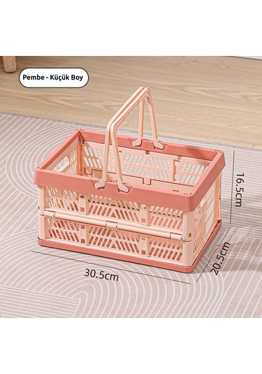 Snapbuy Katlanır Sepet, Alışveriş, Piknik, Market, Taşıma, Depolama Ve Kamp İçin Uygundur Küçük Boy Pembe