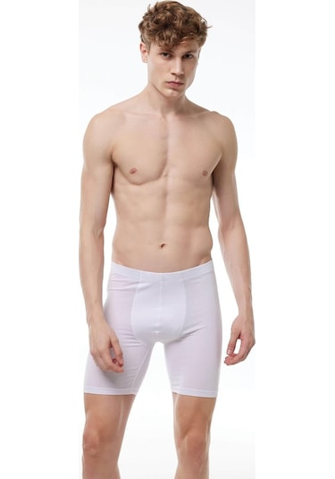 Malabadi 018 Erkek Uzun Paçalı Modal Boxer-Beyaz