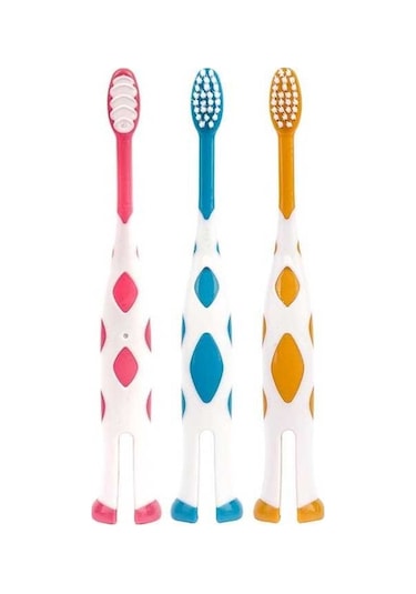 Flybuy Zürafa Set Sarı Saç Raoyı Mavi Kırmızı Karikatür İnce Fırçası Fırçası Diş Diş Çocuk Bebek Adet 3 + + / Bk