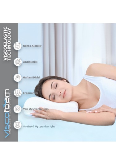 Visco  Foam Bamboo Boyun Destekli Ortopedik Yastık