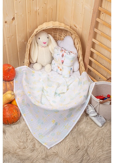 Dijital Baskılı 6lı Çok Amaçlı Müslin Örtü Seti - 75x75 Çok Renkli