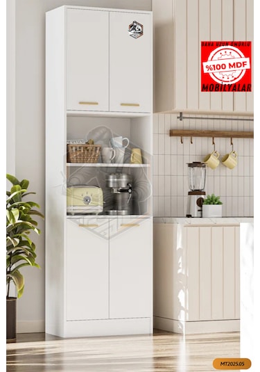 Tamamı Mdf 4 Kapaklı Ve Açık Raflı Çok Amaçlı Mutfak Dolabı/kavan