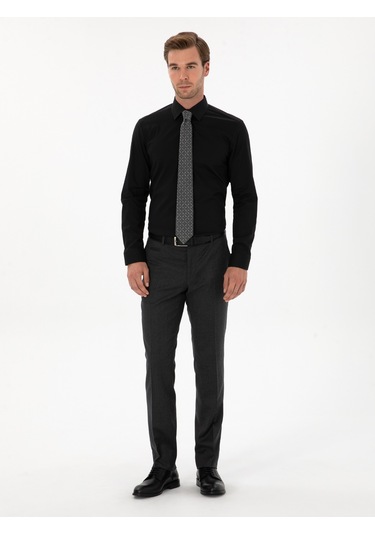 Cacharel Siyah Slim Fit Pamuk Karışımlı Gömlek