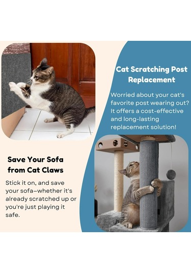 Reedark Kedi Tırmanma Matı - Kırıcı Dayanıklı, Tırmanma Ve Tırnak Kırma Fonsiyonu, Dökülmeyen Dokuma, 30x100 Cm Koyu Gri Koyu Gri