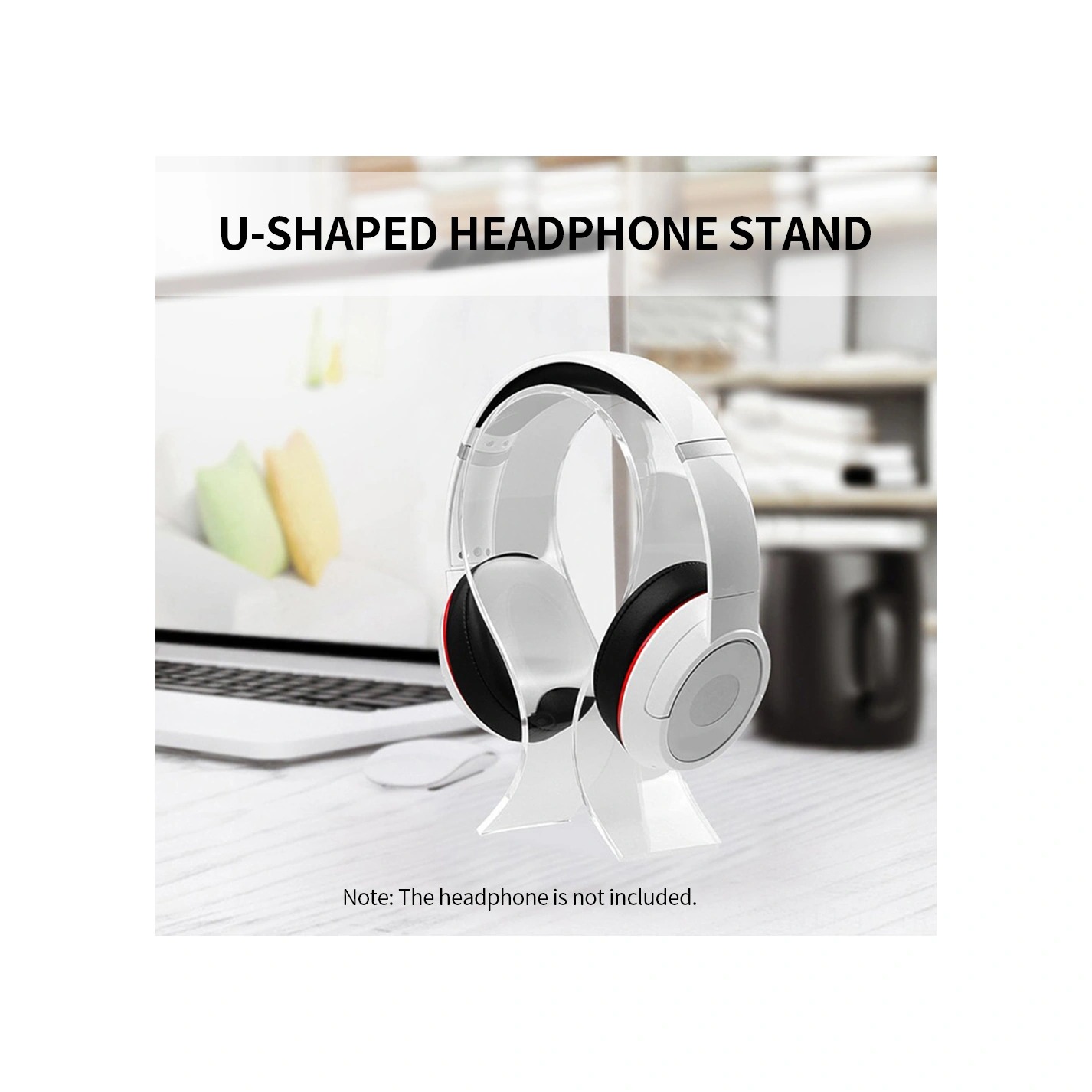 Skycity Akrilik Kulaklık Tutucu U Şekilli Ev Ofis Mağaza Sergi Stendi Dayanıklı Transparent Kulaklık Depolama Rafı