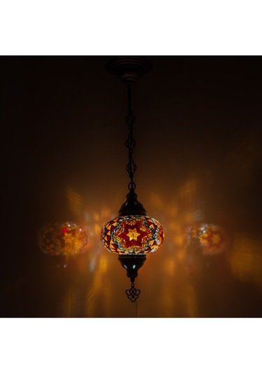 Büyük Otantik Tavan Sarkıt Avize Mozaik Lamba Gece Lambası Renkli