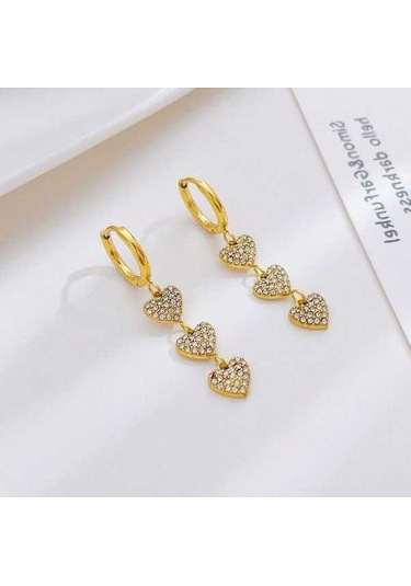 Novahub Altın Yeni Titanyum Çelik Aşk Koşu Küpeleri - Hafif, Geometrik Zirkonlu, Düğün/hediye İçin Altın