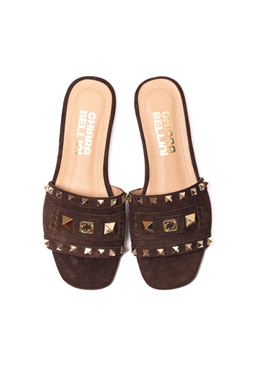 Caffee 490 C1341 Terlik Kadın 0197 394 Chiara Bellini Suede Caffee 490 C1341