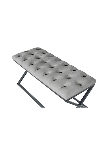 Varcera Gri Chester Model Kapitoneli Puf&bench&koltuk&oturma Bankı&teddy Puff&yatak Odası Takımı Önü&ucu