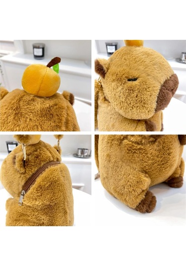 Sevimli Yumuşak Peluş Kapibara Sırt Çantası Kız Moda Kadınlar Bej