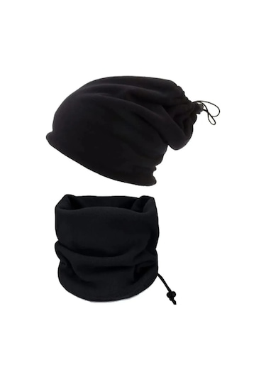 2'li Set Soğuk Geçirmez Termal Polar Boyunluk Siyah