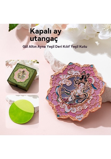 Aurora Taşınabiler Ayna Metal Çin Tarzıhatıra Hediyesi Taşın Edilse Kücük Ayna Pembe