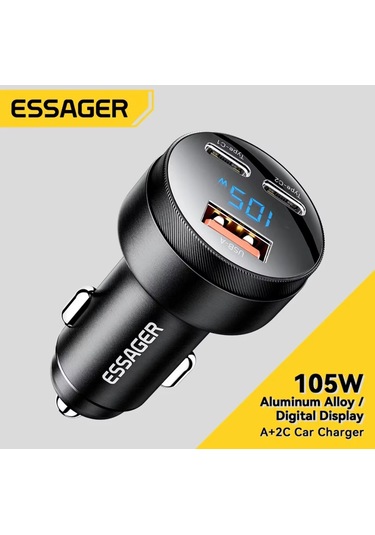 105w Araç Şarjı Type-c+usb Üç Giriş Hızlı Pd Ce Lisanslı Dijital