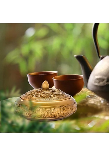 Homyl Kapaklı Dekoratif Kül Tablası Sigara Tutucu İç Altın Altın