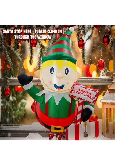 Suntek Yılbaşı Şişme Elf Işıklı Patlatma Veranda Ev Yükseklik 120 Cm