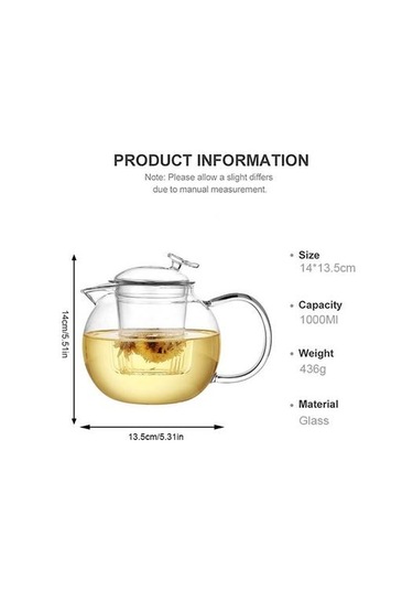 Yüksek Borosilikat Cam Demlik Şeffaf Su Isıtıcısı Filtre İnfuser Demlik Kaynar Su Suyu İçin Isıya Dayanıklı Ev Çaydanlıklar Altın - Beyaz