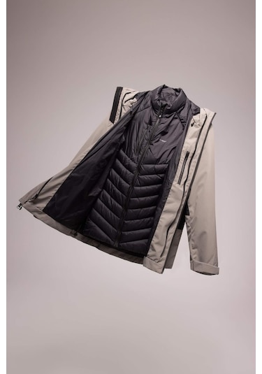 DeFactoFit Su İtici İnce Yağmurluk,Kalın Mont 2'li Set Kapüşonlu Fermuarlı Su Geçirmez C6055AX24WNKH464