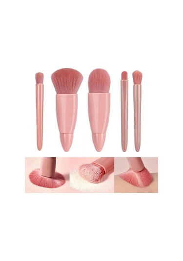 5 Adet Seyahat Boyutu Makyaj Fırça Seti Mini Makyaj Fırçaları, Küçük Komple Bean Paste Color Dark Topaz