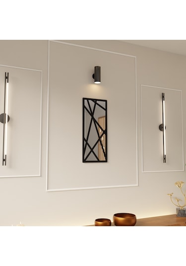 Dekoratif Modern Geometrik Pleksi Ayna Siyah