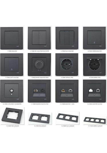 Viko Novella Füme Tekli Data Priz Çerçeveli