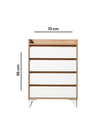 Just Home Verona 4 Çekmeceli Şifonyer - Safir Meşe / Beyaz Safir Meşe / Beyaz