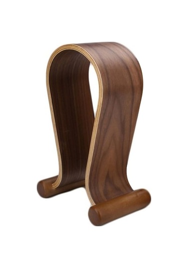 Ceviz Rengi Ahşap Kulaklık Tutucu - Bluetooth Başlık Tipi Bilgisayar Kulaklığı İçin Konforlu Saklama Aracı