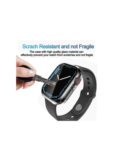 Apple Watch Series 7 41mm İle Uyumlu, Temperli Cam Ekran Koruyuculu, Tamamen Koruyucu Sert Pc Kabuklu 2'li Kılıf - Şeffaf