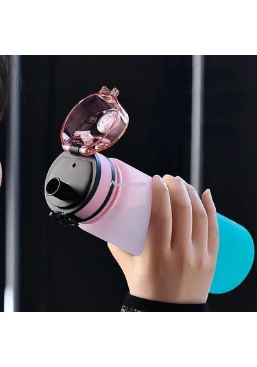 1 Litre Büyük Kapasiteli Spor Su Şişesi Sızdırmaz Renkli Plastik Bardak İçme Blue 1000ml Blue