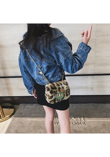 Yfashion Kış Kız Messenger Çanta Moda Pard Baskı Mini Prenses Crossbody Omuz Çantası
