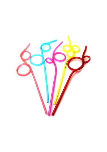 Sones 10 Adet Yaratıcı Plastik Kavisli Pipet, Rastgele Renk Stil Teslimatı