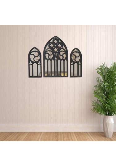 Suntek 3 Parça Gotik Duvar Aynaları Barok Rustik Stil-a