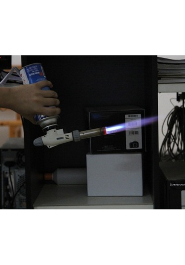 Createtech Yüksek Sıcaklık Alev Makinesi Piknik Barbekü Kaset Soba Püskürtme Tabancası Bütan Açık Gaz Ateşleme Kaynak Tabancası Beyaz Beyaz